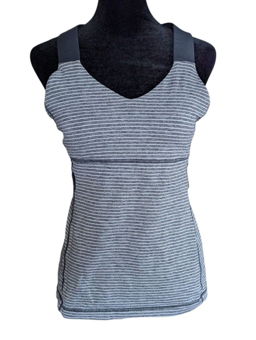 Lululemon Size 8 Gray Striped Top